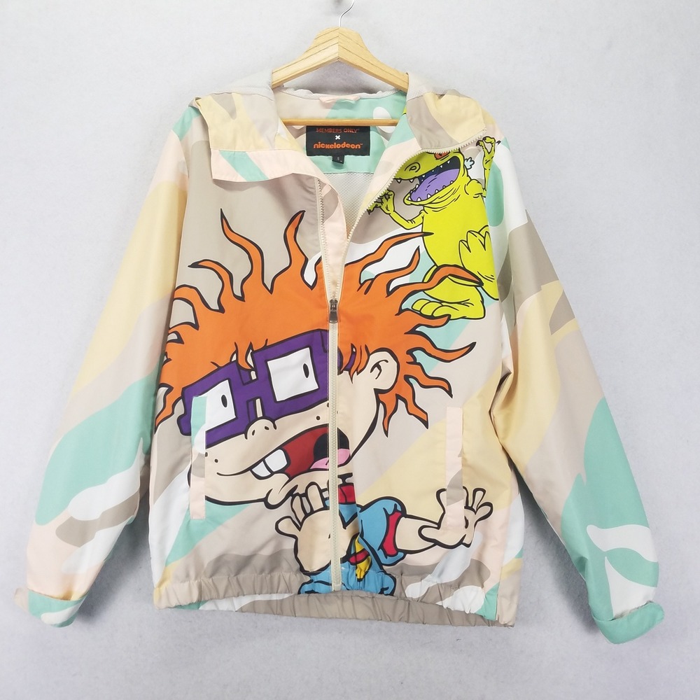 Members Only Rugrats Windbreaker Jacket Women S Multi Polyester Camo Art Teacher